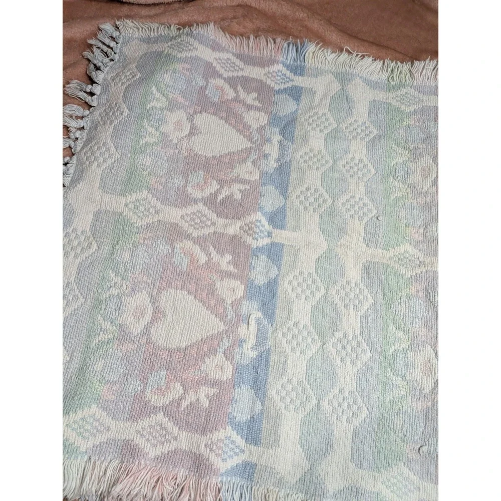 Vintage Cottagecore Nursery Throw Pastel Heart Decor Tapestry Throw Rug Pink